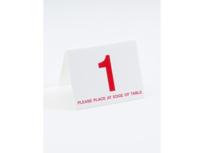 3" x 3" White / Red Double-Sided Number Table Tents - 26 to 50